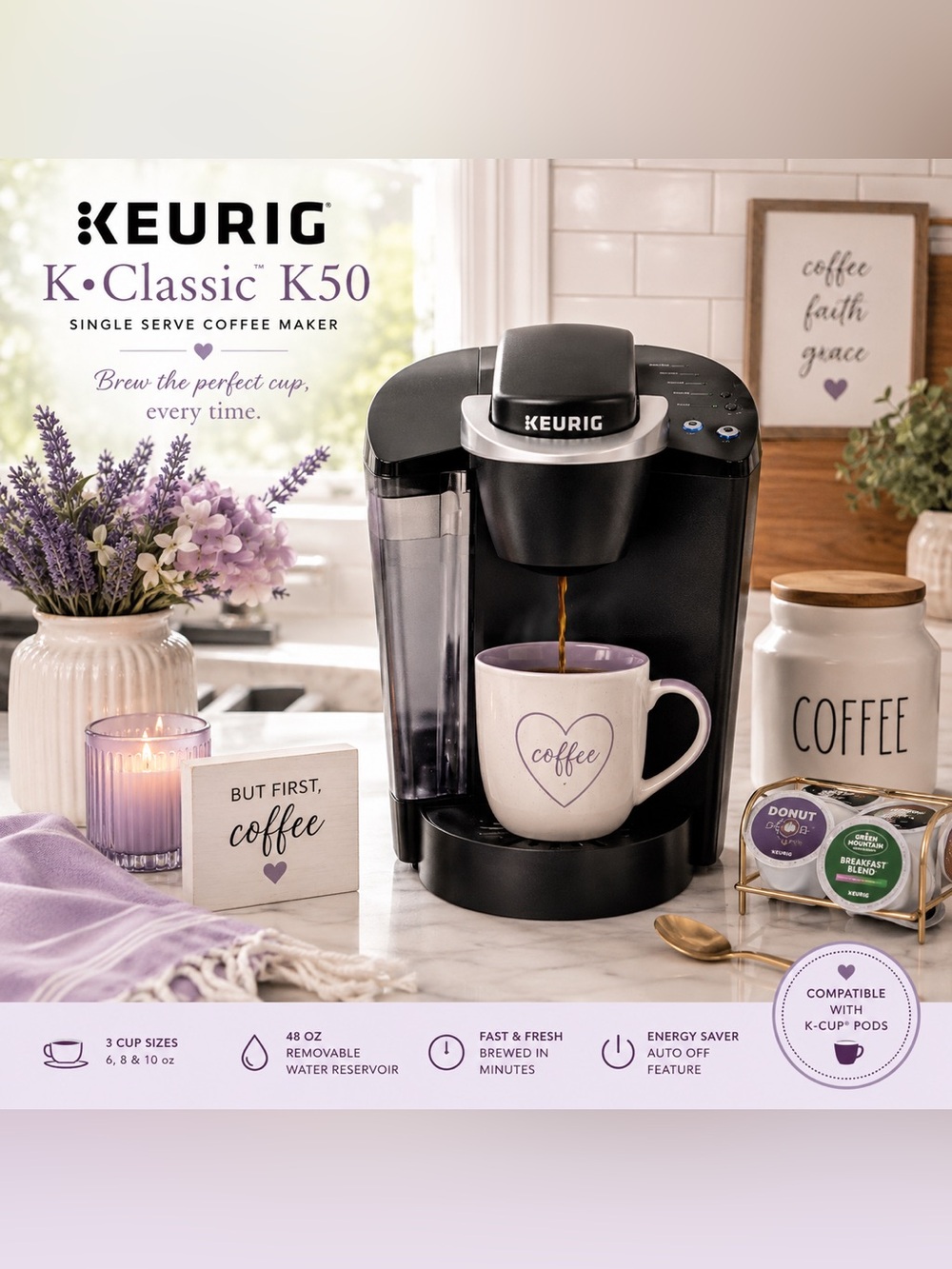 NEW Keurig K-Classic K50 Single Serve Coffee Maker Black Sealed Box